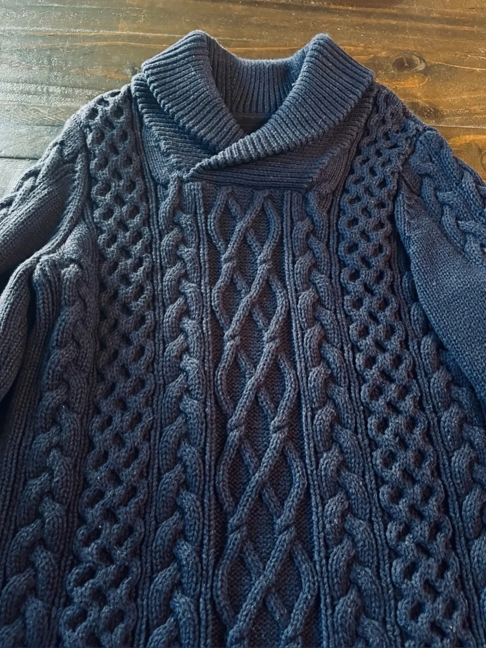 Gap Navy Cable-Knit Shawl Collar Sweater 5YEARS